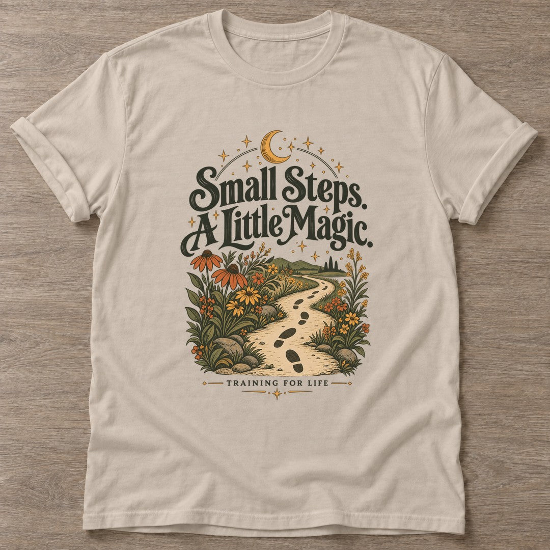 Sand Little Magic T-shirt — motivational slogan design, for women who train