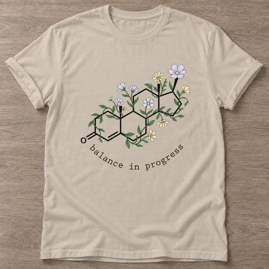 Sand Blooming Chemistry T-shirt — floral strength design, for women who train
