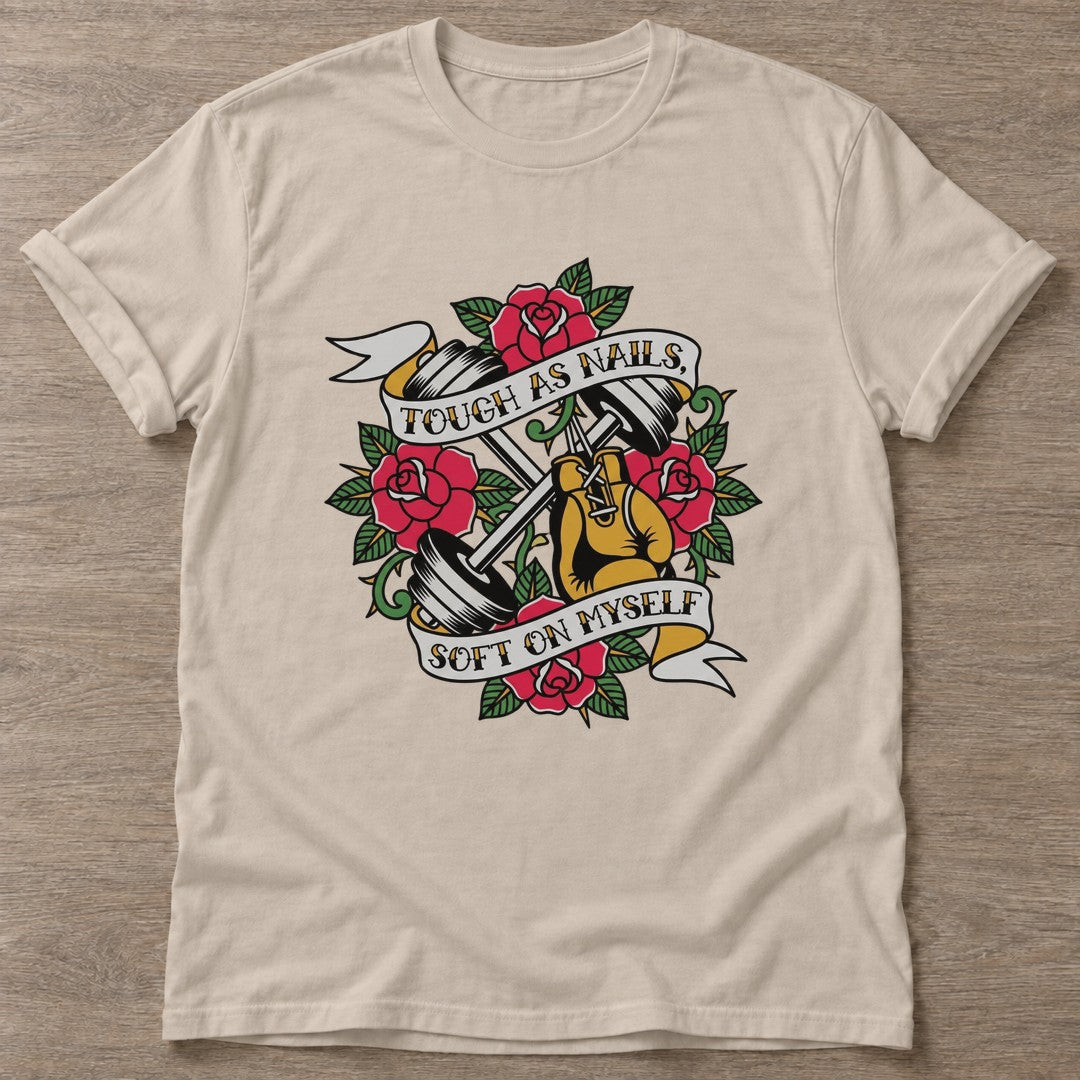 Sand Soft On Myself T-shirt — rest and recovery design, for women who train