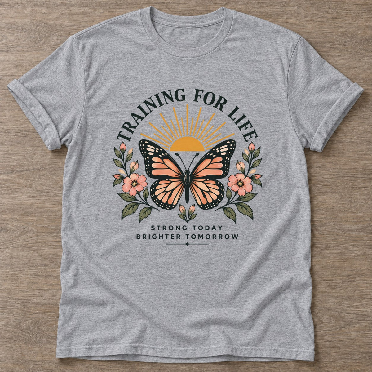 Sport Grey Strong Today T-shirt — motivational slogan design, for women who train