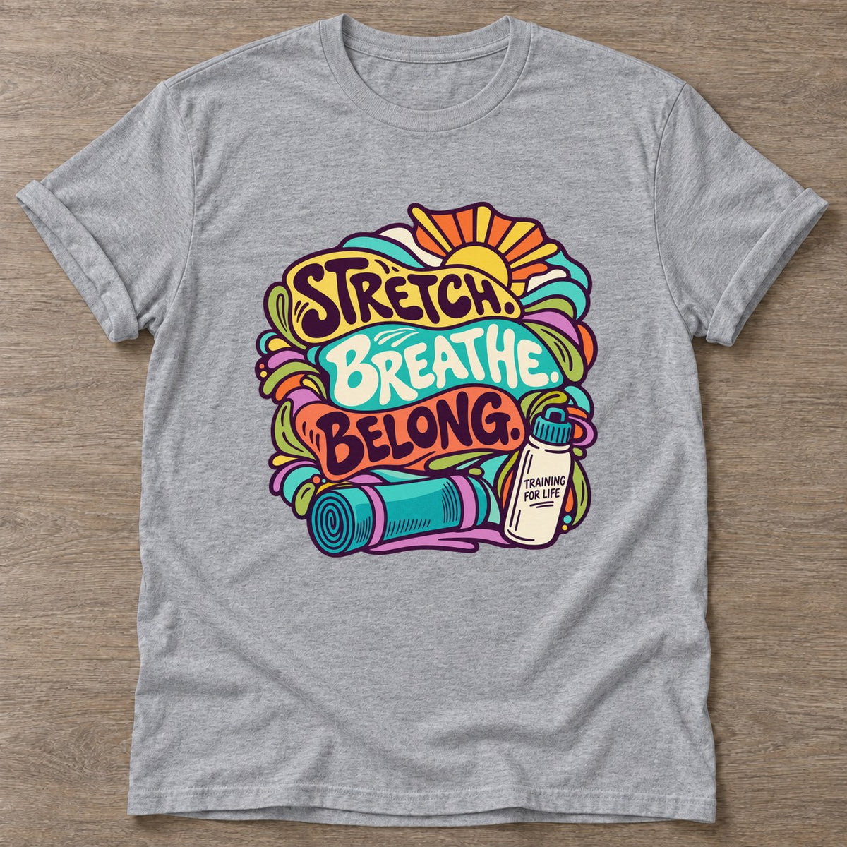 Sport Grey Stretch Breathe Belong T-shirt — body positive design, for every body in the gym