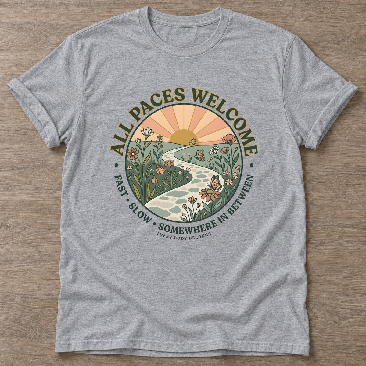 Sport Grey Pace Yourself T-shirt — motivational slogan design, for women who train