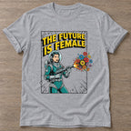 Sport Grey Flower Power Astronaut T-shirt — floral strength design, for women who train