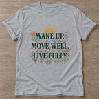 Sport Grey Bloom Awake T-shirt — floral strength design, for women who train