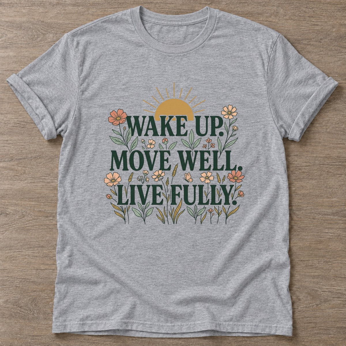 Sport Grey Bloom Awake T-shirt — floral strength design, for women who train