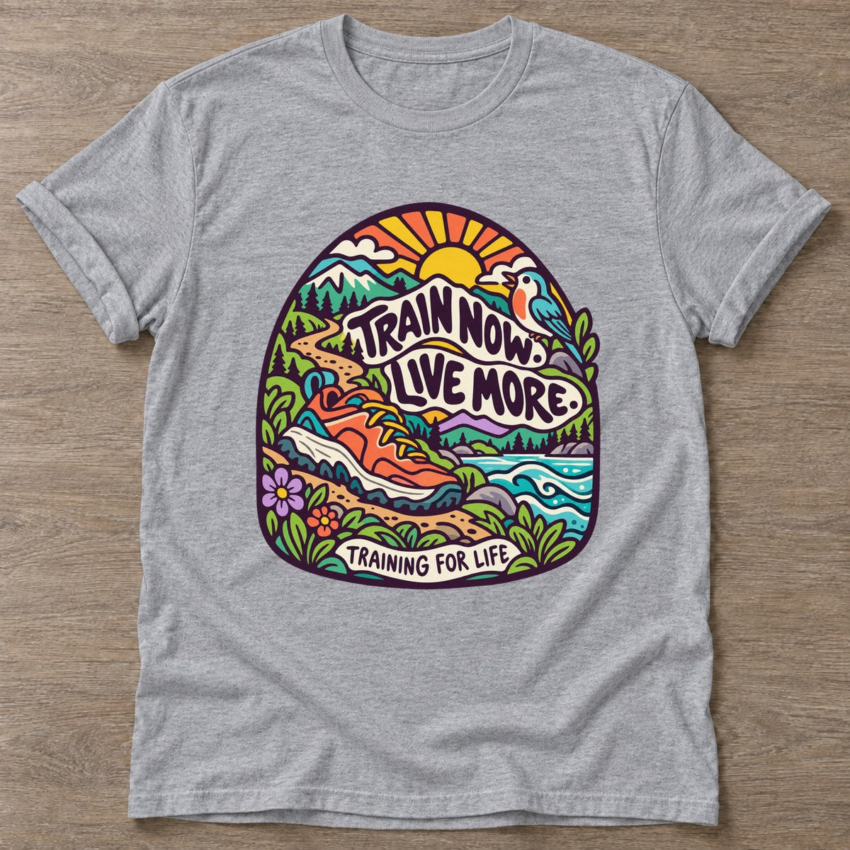 Sport Grey Training For Life T-shirt — longevity training design, for women over 40