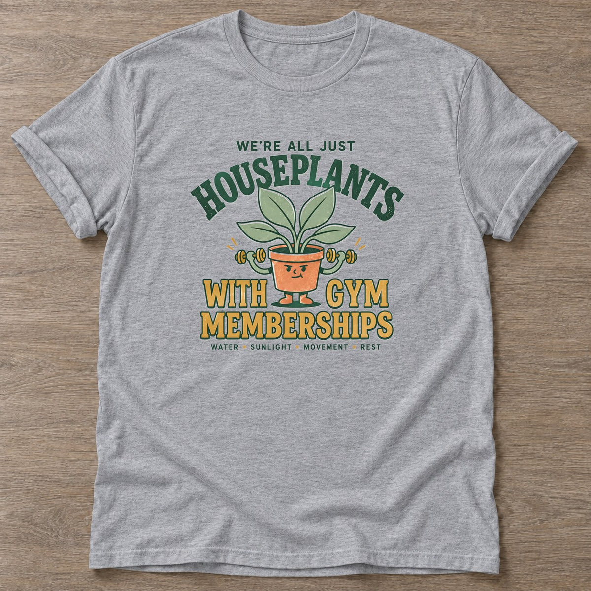 Sport Grey Lifting Leaves T-shirt — floral strength design, for women who train