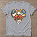 Sport Grey Strong As Mom T-shirt — motivational slogan design, for women who train
