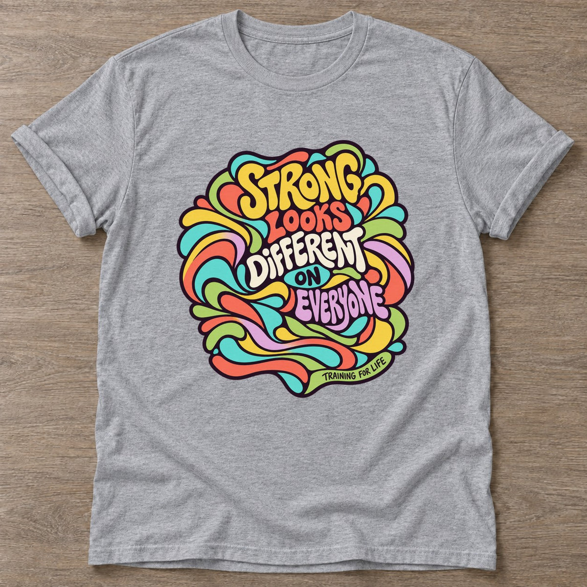 Sport Grey Strong Looks Different T-shirt — body positive design, for every body in the gym