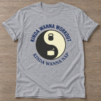 Sport Grey Workout Nap Energy T-shirt — funny gym slogan, for women who train and laugh about it