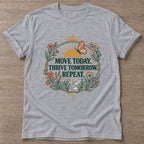 Sport Grey Rise And Flourish T-shirt — growth mindset design, for women building a habit