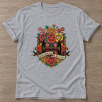 Sport Grey Blossom Gains T-shirt — floral strength design, for women who train