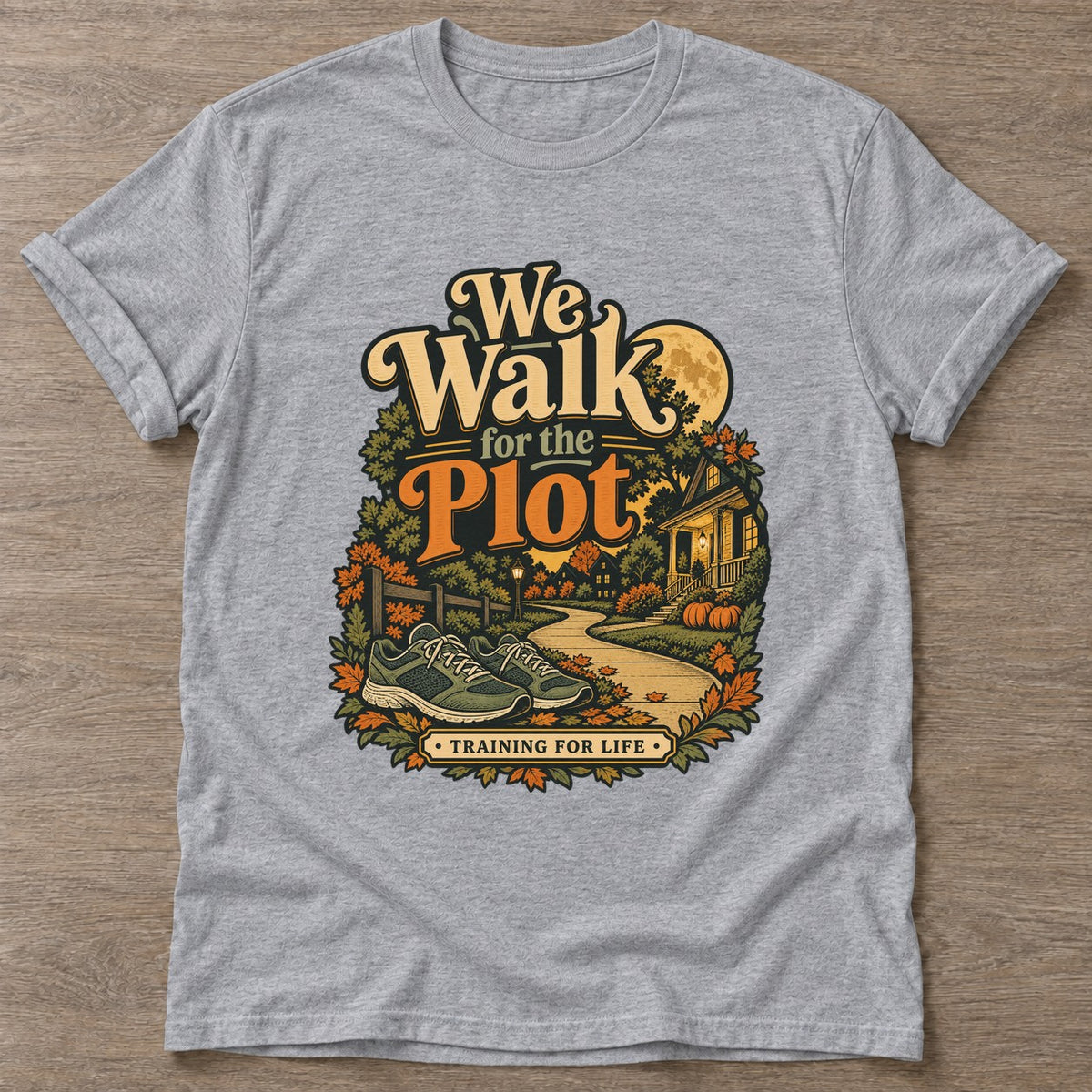 Sport Grey Plot Training T-shirt — funny gym slogan, for women who train and laugh about it