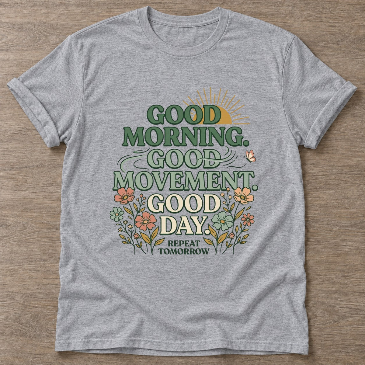 Sport Grey Morning Ritual T-shirt — rest and recovery design, for women who train