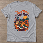 Sport Grey Autumn Hustle T-shirt — motivational slogan design, for women who train