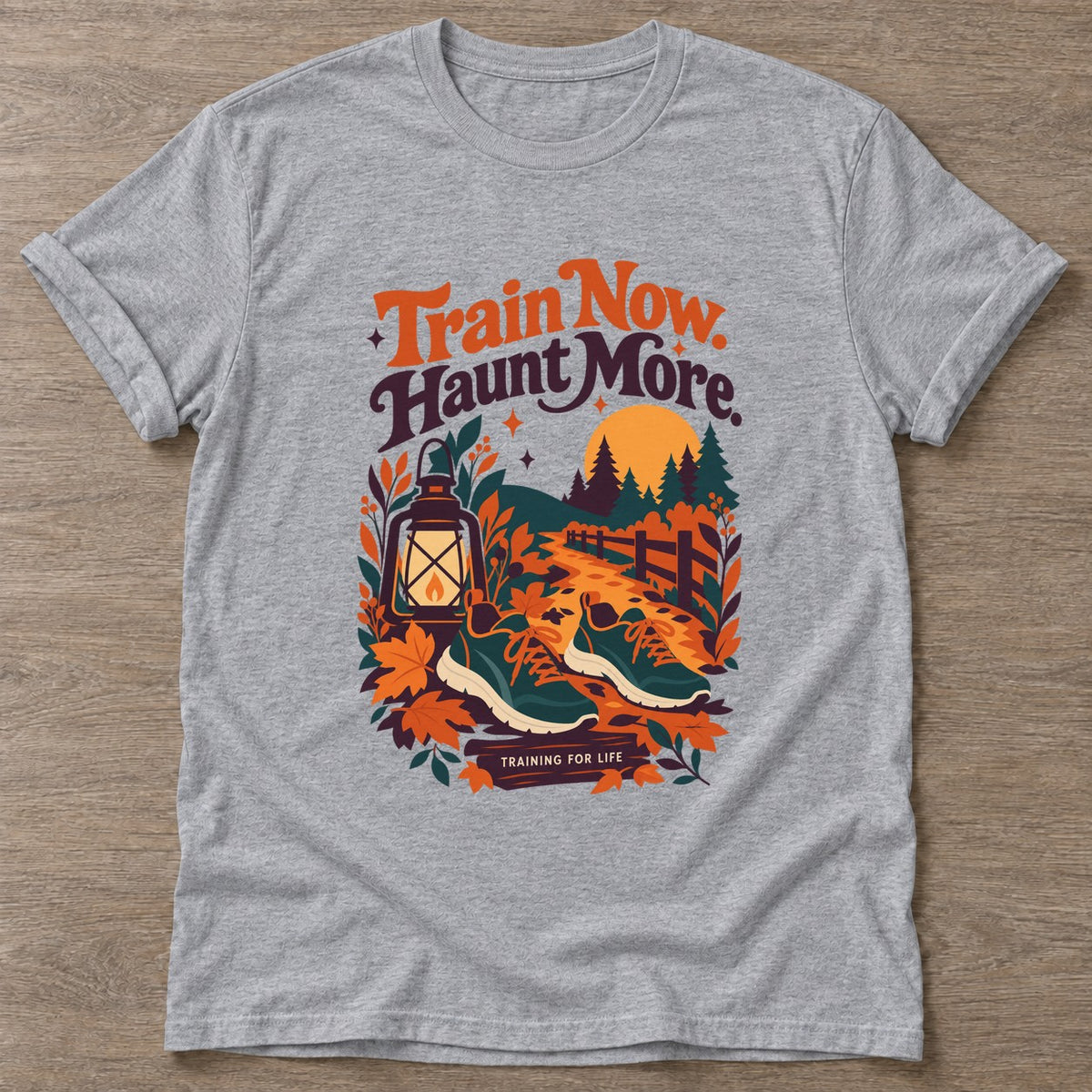 Sport Grey Autumn Hustle T-shirt — motivational slogan design, for women who train