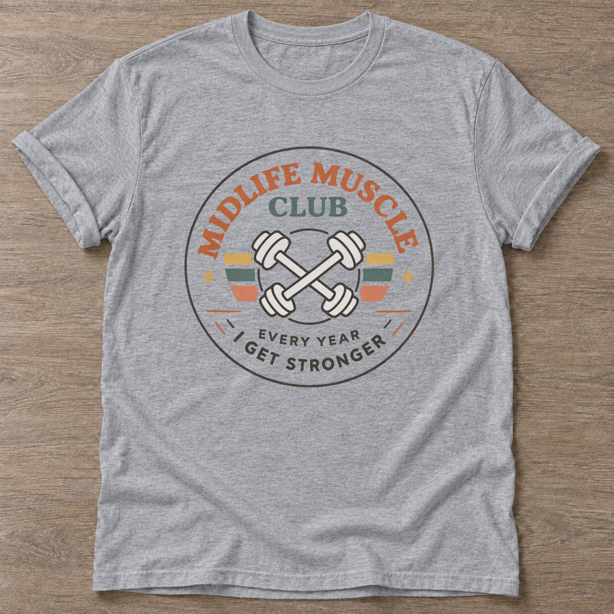 Sport Grey Get Stronger T-shirt — weightlifting design, for women who lift