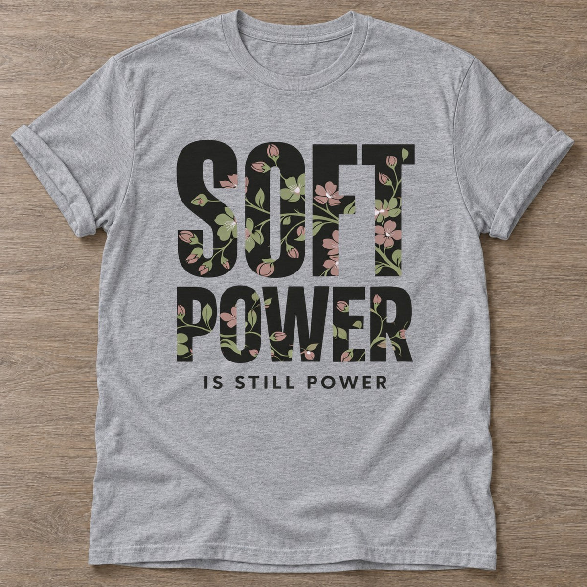 Sport Grey Still Power T-shirt — rest and recovery design, for women who train