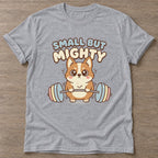 Sport Grey Mighty Corgi T-shirt — funny gym slogan, for women who train and laugh about it
