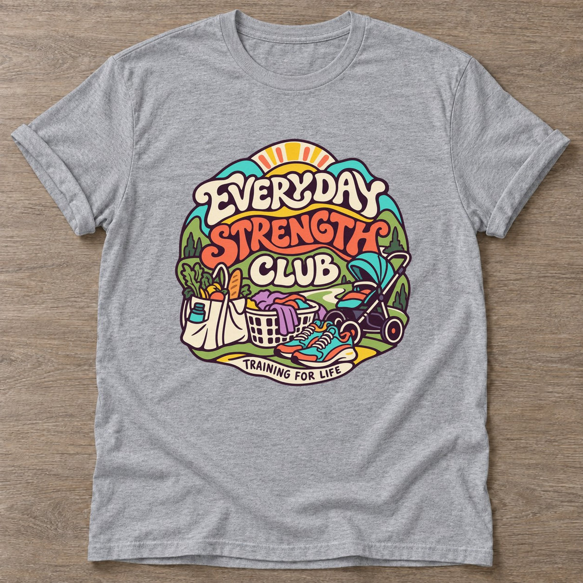 Sport Grey Everyday Strength Club T-shirt — gym club design, for women who train together