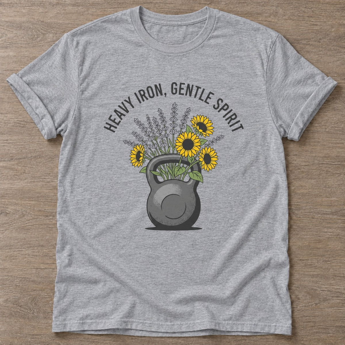 Sport Grey Iron Flowers T-shirt — floral strength design, for women who train