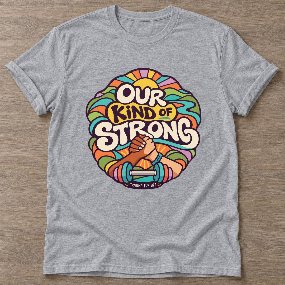 Sport Grey Strong Grip T-shirt — weightlifting design, for women who lift