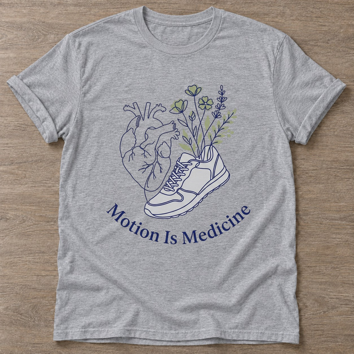 Sport Grey Heartbeat Run T-shirt — running design, for women who run