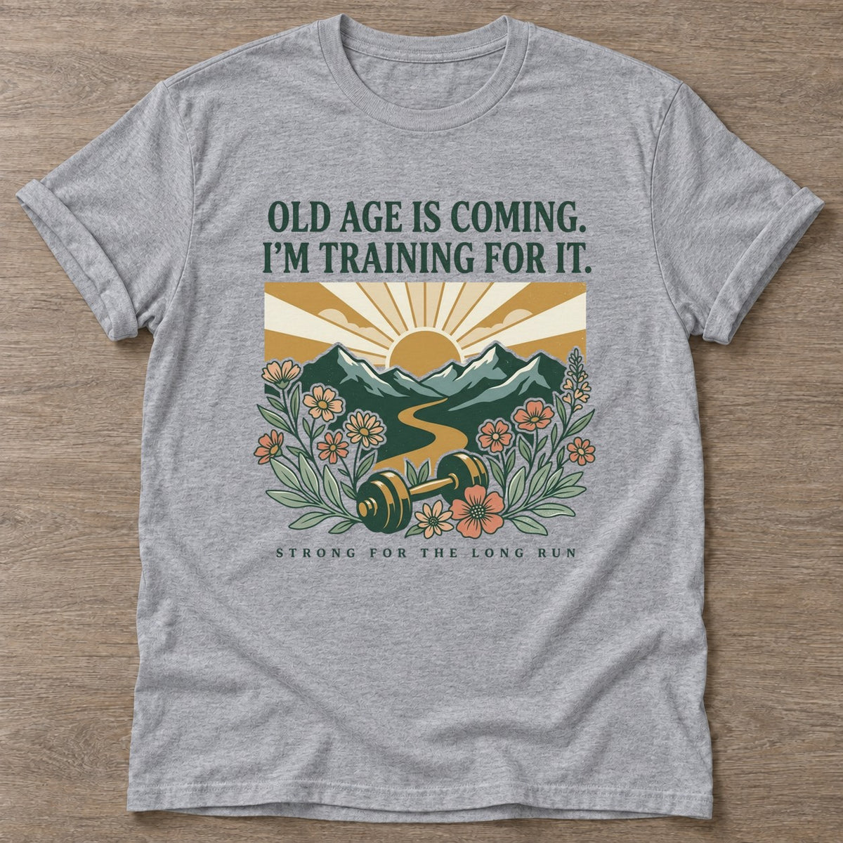 Sport Grey Long Run Strong T-shirt — longevity training design, for women over 40