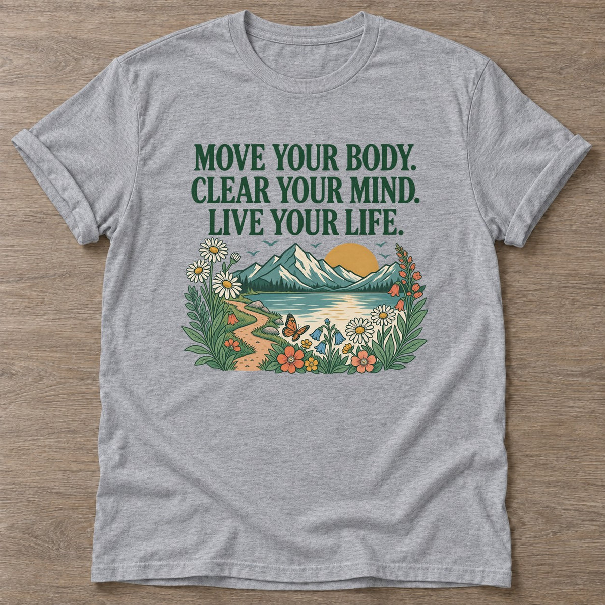 Sport Grey Motion Brings Clarity T-shirt — everyday workout design, for women who move