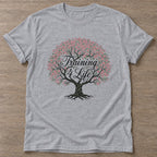 Sport Grey Blossom Strong T-shirt — floral strength design, for women who train