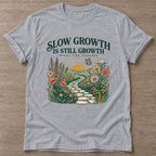 Sport Grey Blooming Path T-shirt — floral strength design, for women who train