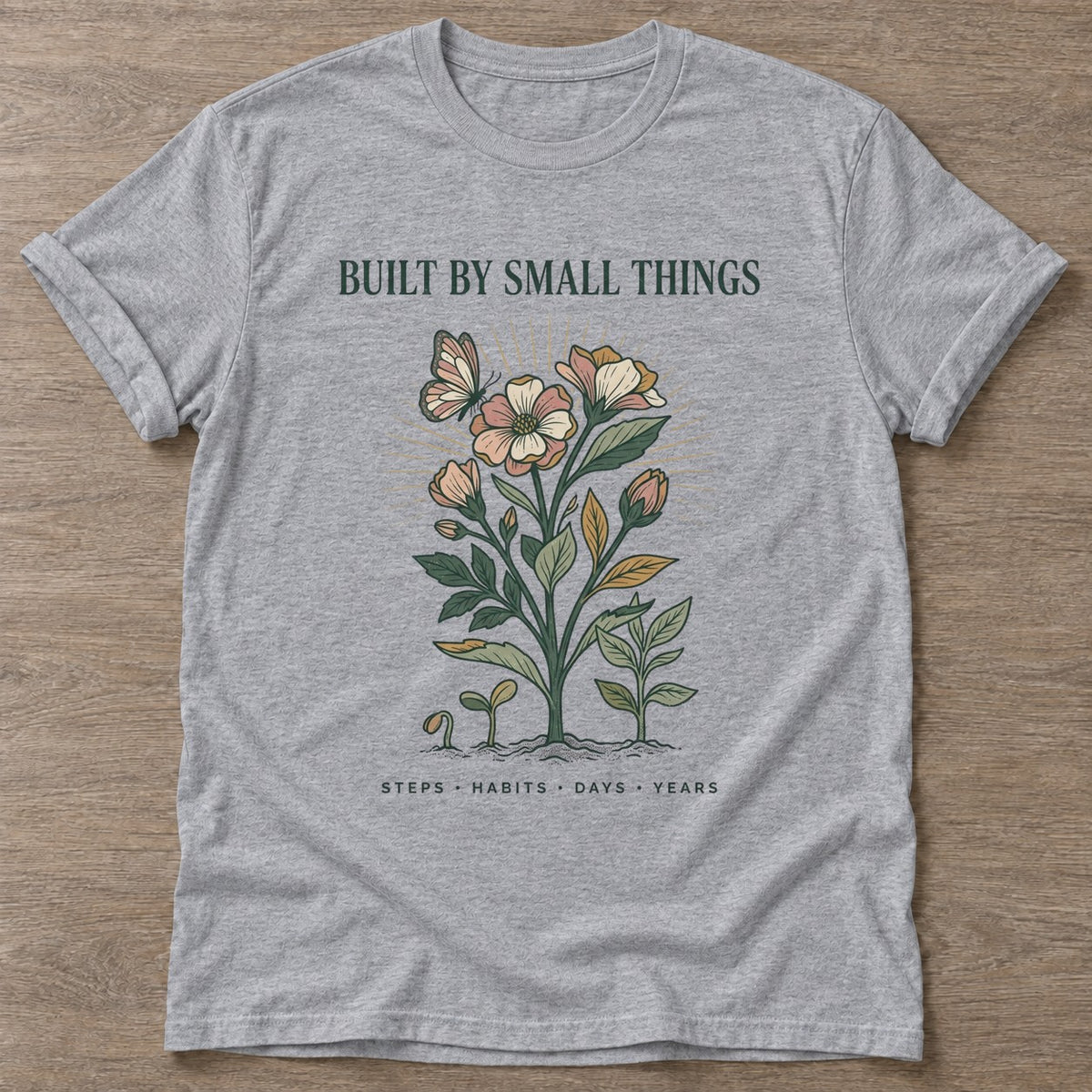 Sport Grey Bloom From Within T-shirt — floral strength design, for women who train