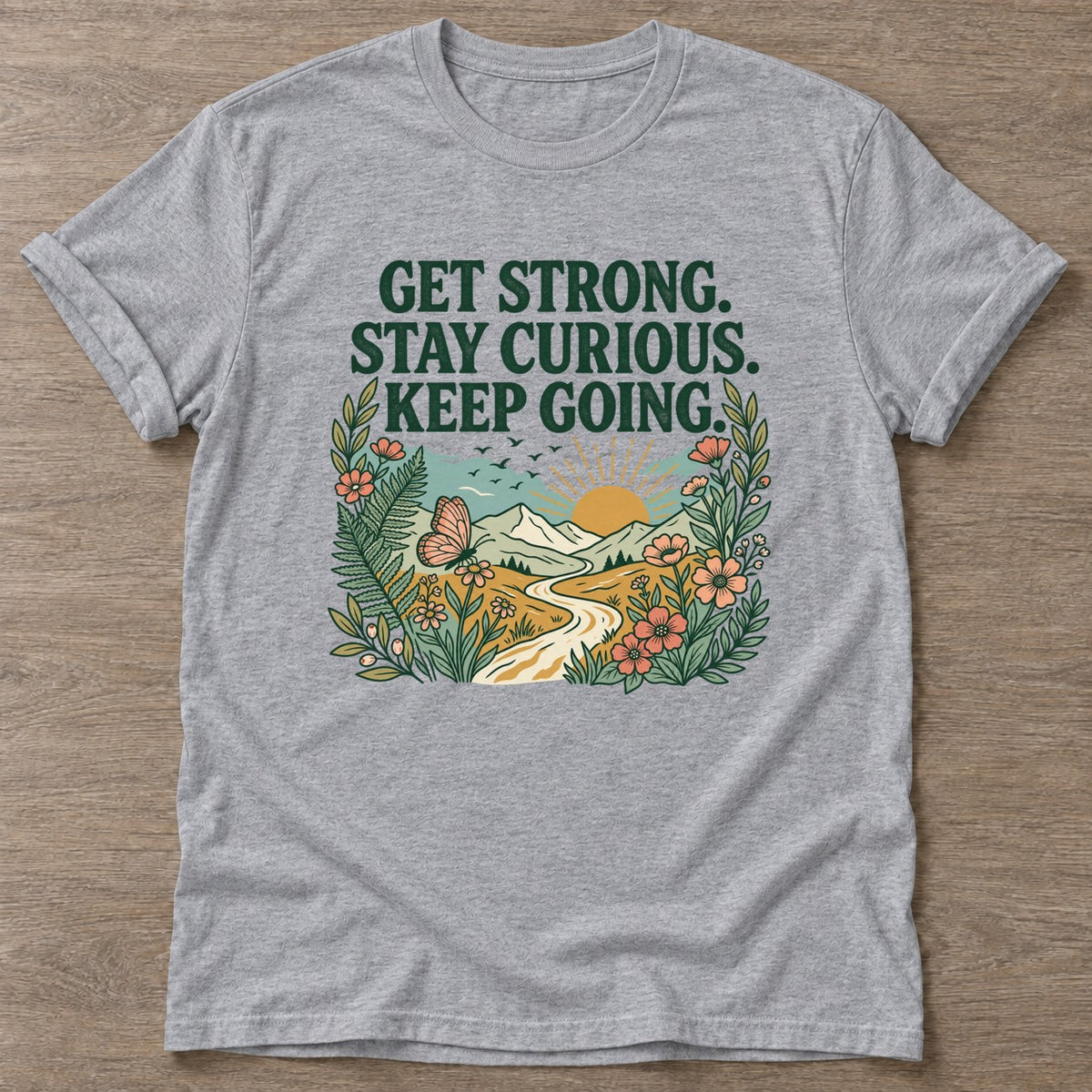 Sport Grey Get Strong T-shirt — weightlifting design, for women who lift
