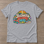 Sport Grey Beginners Belong Here T-shirt — body positive design, for every body in the gym