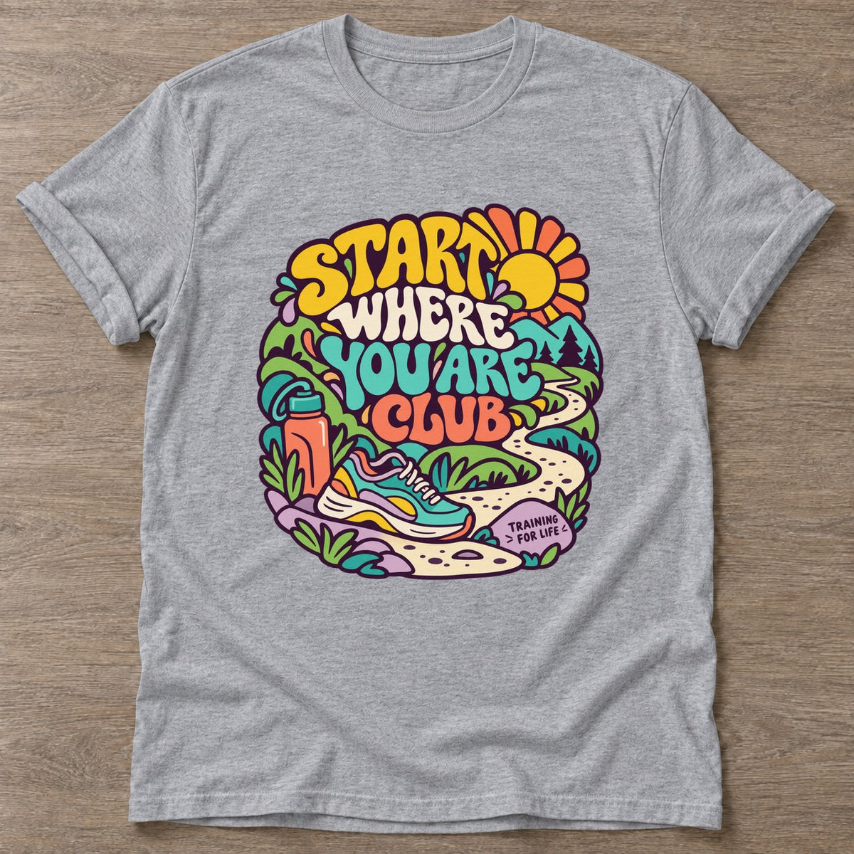 Sport Grey Running Trails T-shirt — running design, for women who run