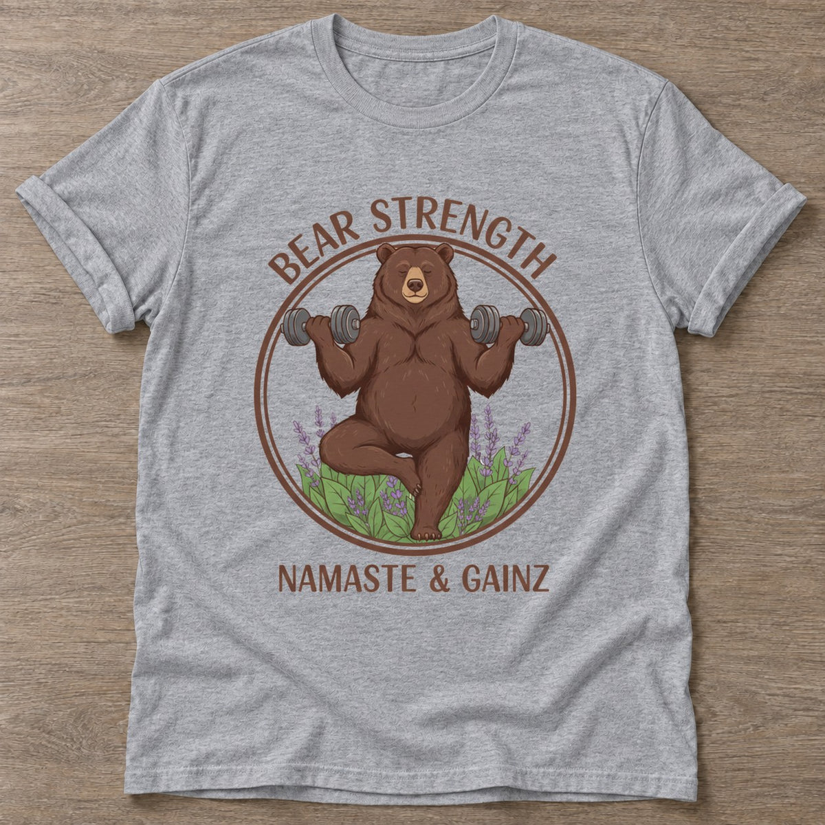 Sport Grey Zen Gains T-shirt — funny gym slogan, for women who train and laugh about it