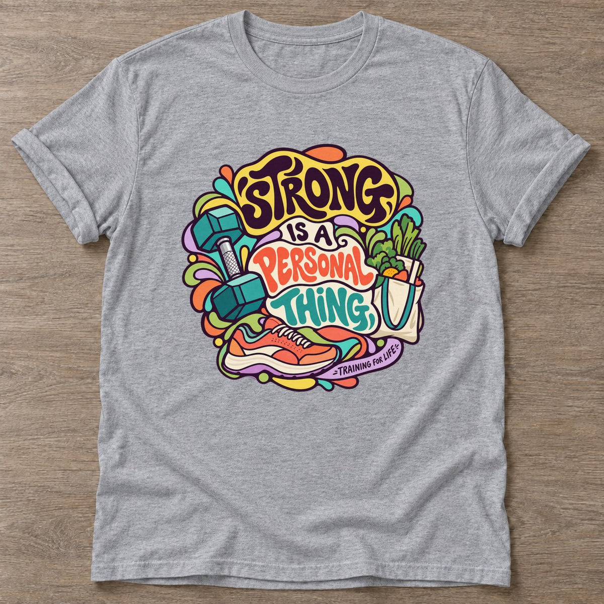 Sport Grey Strong Personal Thing T-shirt — body positive design, for every body in the gym