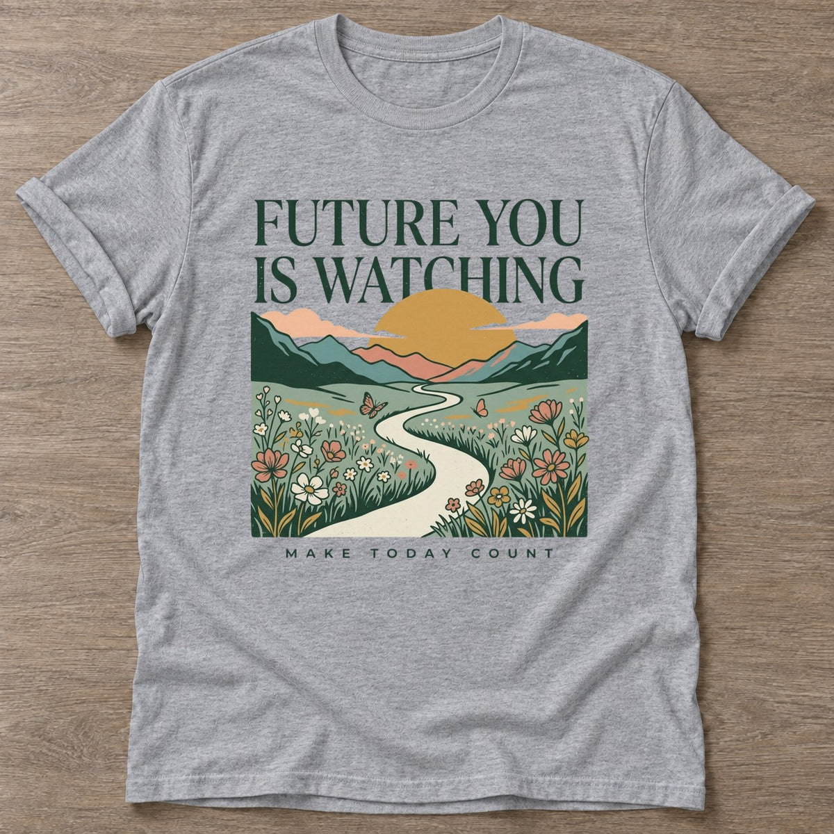 Sport Grey Seize The Moment T-shirt — motivational slogan design, for women who train