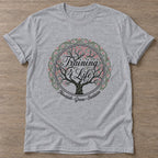 Sport Grey Blooming Purpose T-shirt — floral strength design, for women who train