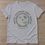 Sport Grey Nourish Repeat T-shirt — rest and recovery design, for women who train