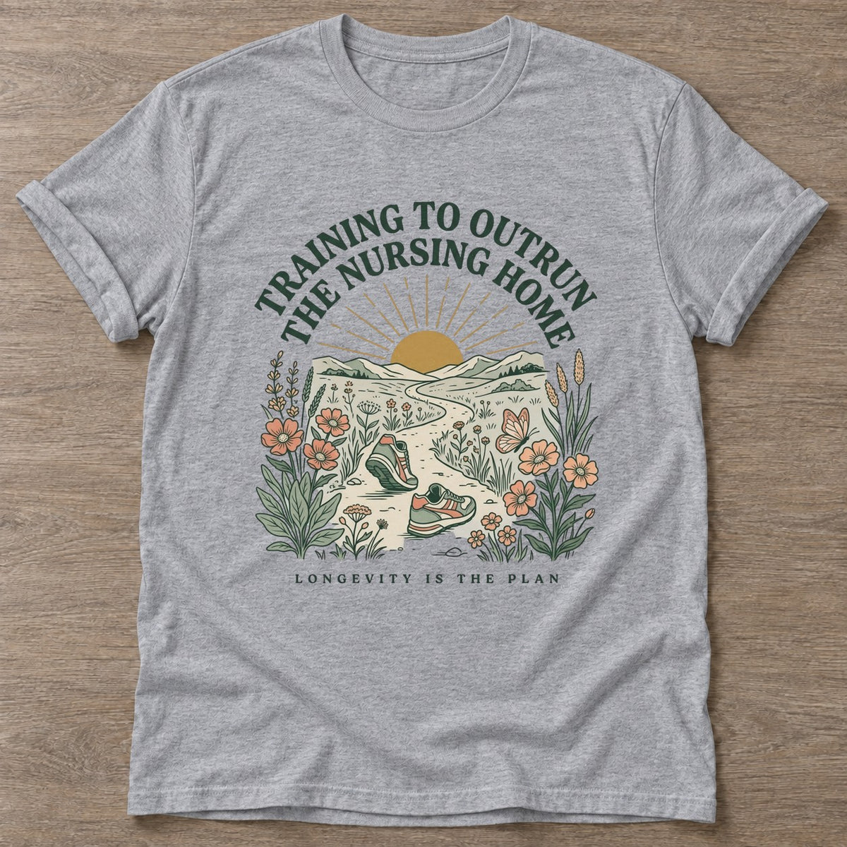 Sport Grey Training To Outrun T-shirt — running design, for women who run