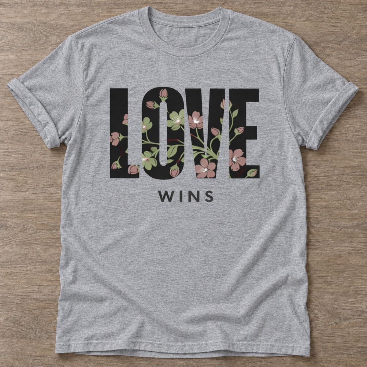 Sport Grey Bloom Wins T-shirt — floral strength design, for women who train