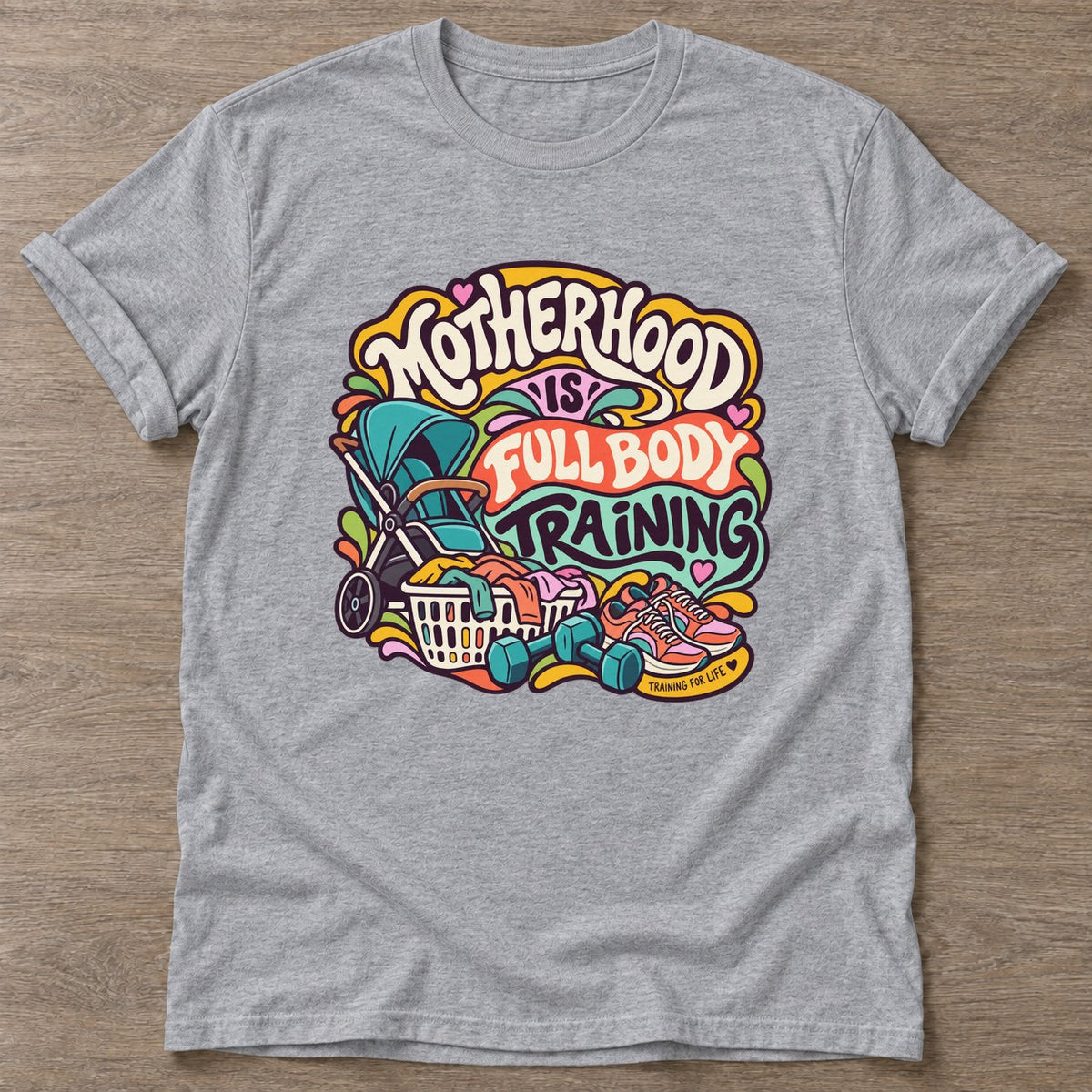 Sport Grey Mom Gains T-shirt — weightlifting design, for women who lift