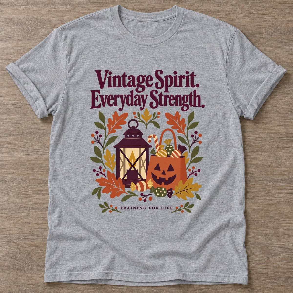 Sport Grey Vintage Spirit T-shirt — longevity training design, for women over 40