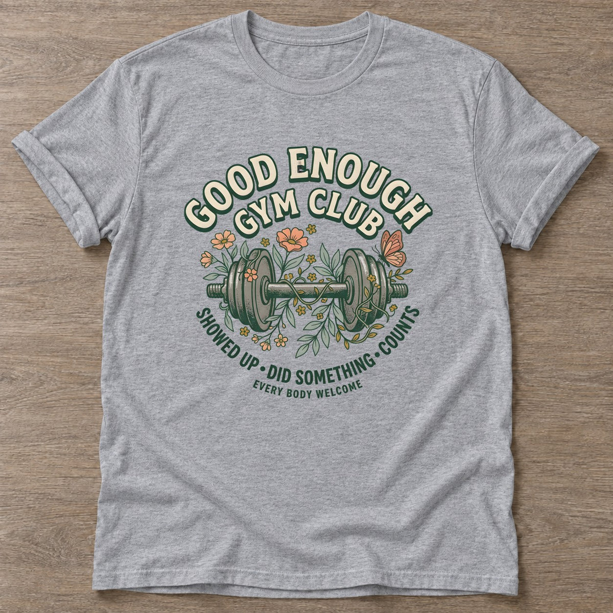 Sport Grey Gym Club T-shirt — gym club design, for women who train together