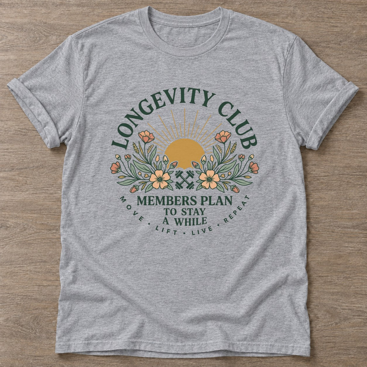 Sport Grey Move Lift Live T-shirt — everyday workout design, for women who move