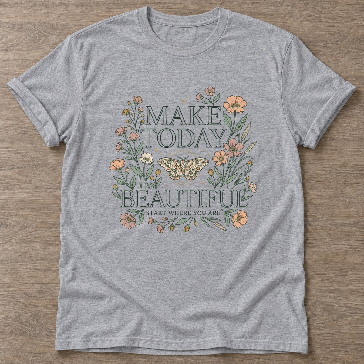 Sport Grey Beautiful Starts Now T-shirt — motivational slogan design, for women who train