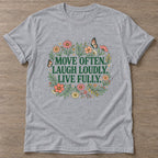 Sport Grey Bloom In Motion T-shirt — floral strength design, for women who train
