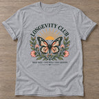 Sport Grey Butterfly Longevity T-shirt — longevity training design, for women over 40