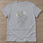 Sport Grey Bloom Within T-shirt — floral strength design, for women who train